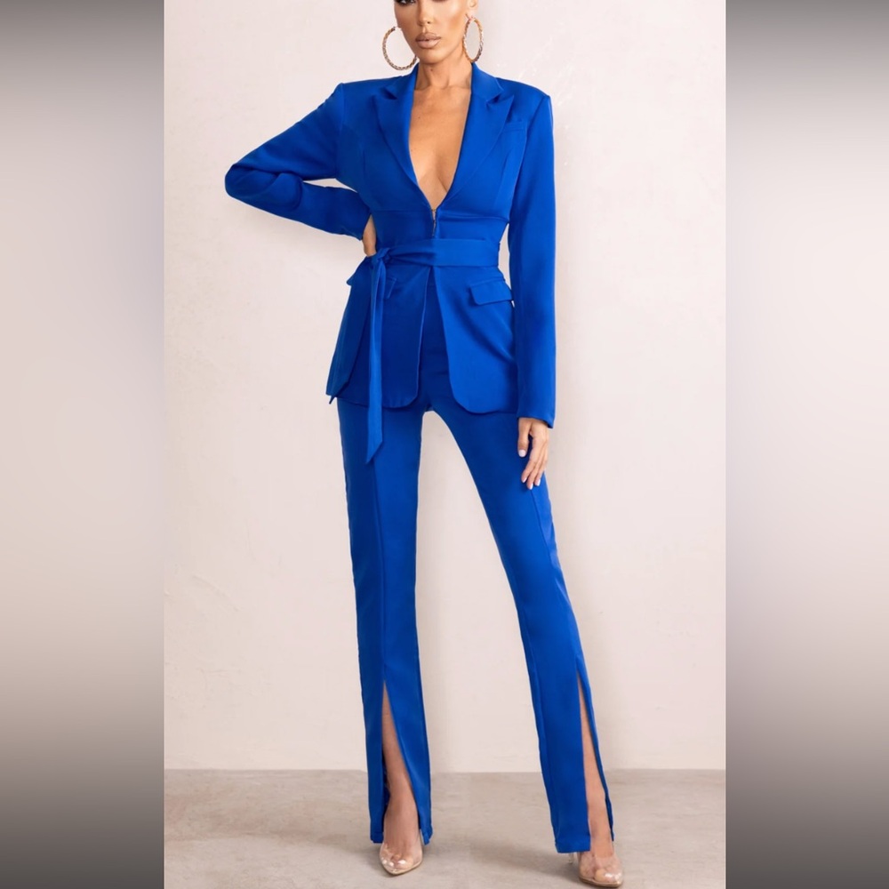 Club London cobalt blue pant blazer set